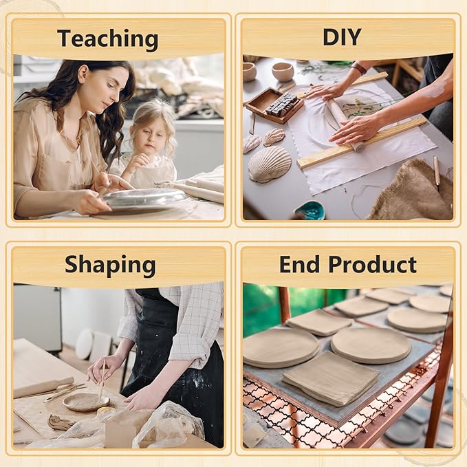 Sasylvia 10 Pcs Pottery Rolling Pin Guides Wood Teaching Rolling Mud Stick Guide Set Polymer Clay Depth Guide Pottery Tools Clay Mudboard Tools (5 Size Lengthen,Wood Color)