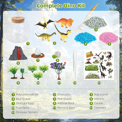 Light Up Terrarium Kit for Kids — Build a Prehistoric Dinosaur Habitat | Dinosaur Toys for Kids, Science Kits, Arts and Crafts for Kids, Boys Toys Ages 4+, Kids Gifts