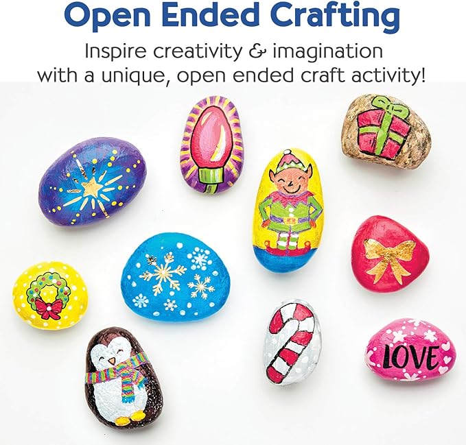 Creativity for Kids Holiday Hide & Seek Rock Painting Kit: Christmas Crafts for Kids Ages 6-8+, Kids Christmas Gifts & Activities, Craft Kits with 10 Rocks, Holiday Crafts for kids