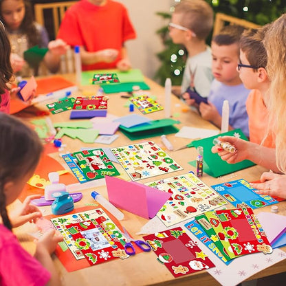 chiazllta 30 Packs Christmas Picture Frame Craft Kits for Kids Holiday DIY Craft Gingerbread Candy Santa Reindeer Xmas Art Favor Home Classroom Game Activities
