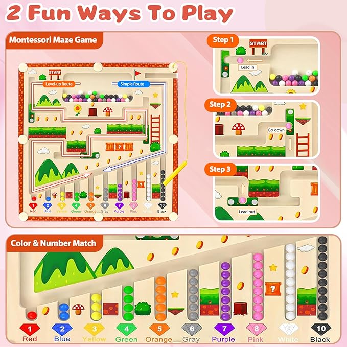 Magnetic Color and Number Maze toys (Magent Toys-Game, medium size), YJ-020