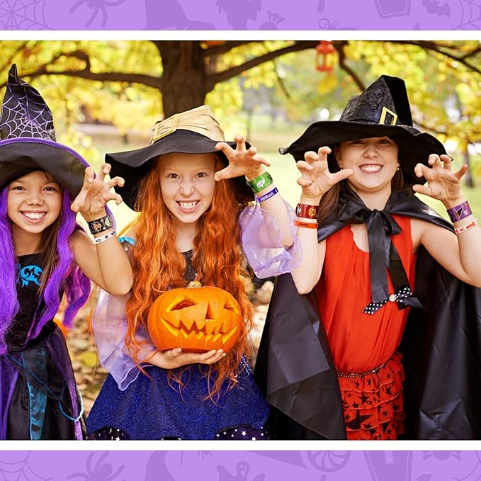 MGparty Halloween Party Favors, 72Pcs Slap Bracelets Rubber Wristbands Halloween Toys for Kids Halloween Party Supplies Decorations Treat Bags Gifts Goodie Bags Filler