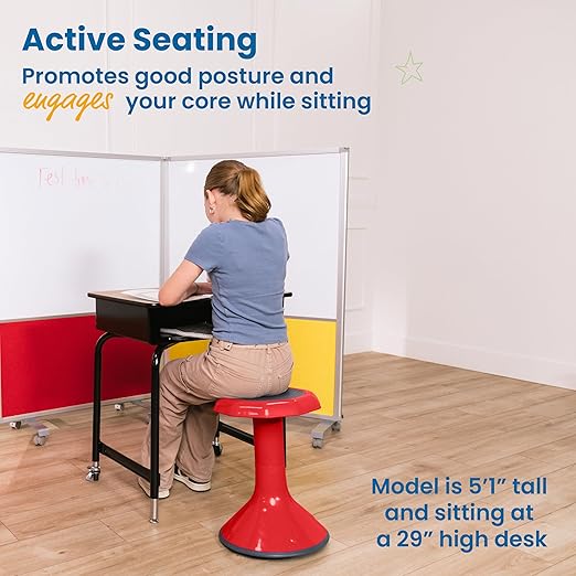 ECR4Kids ACE Active Core Engagement Wobble Stool, 18-Inch Seat Height, Flexible Seating, Red