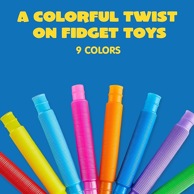 JOYIN 36 Pack Pop Tubes, Sensory Toys（Small） Fidget Tubes Party Favors - 9 Colors, Connectable and Extendable for Stress Relief - Perfect for Party, Classroom Exchange, School Reward