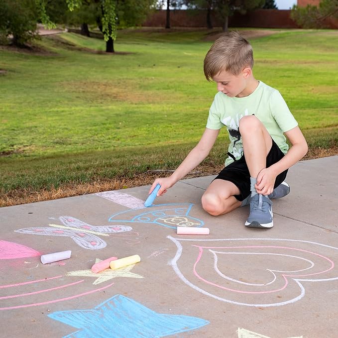 JOYIN 120 PCS Sidewalk Chalks for Kids Giant Box Non-toxic Jumbo Colored Washable Sidewalk Chalk for Toddlers in 10 Colors