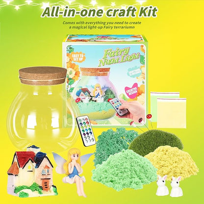 Fairy Terrarium Crafts Kit for Girls - Make Your OWN Unicorn Night Light with 16 Modes LED Remote - Unicorn Birthday Gifts Toys for Girls Ages 5 6 7 8 9 10 Year Old - Best Christmas Gifts for Girls