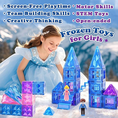 Diamond Magnetic Building Blocks - Frozen Princess Toys for 3-8 Year Old Girls & Boys - 3 4 5 6 Year Old Girl Birthday Xmas Present