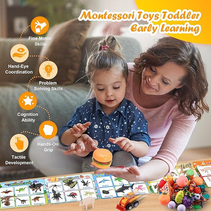 Nicella Sorting Toys for Toddlers, Learning Education Toys Montessori, Multiple Theme Playset, Fine Motor Skills Games, Preschool Learning Activities Sensory Toys for 2+ Year Old Kids Boys and Girls