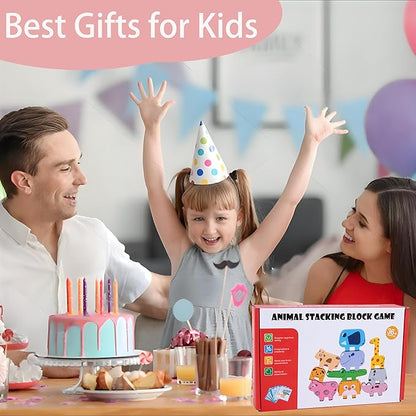 Montessori Toys for 2-4 Year Old Boys or Girls, 10 Pack Wooden Animal Blocks Sorting & Stackin with Cards, Suit for Kids Preschool Educational Toys, 3-5 Year Old Toddlers Girl Boy Gifts
