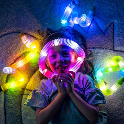 nutty toys Light Up Pop Tubes - Sensory Toys - Glow Sticks for Kids, Fine Motor Skills Toddler Fidget, Top ADHD & Autism 2025, Best Preschool Gifts Idea, Unique Boy & Girl Valentines Day Presents