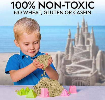 National Geographic 6 Lb. Moon Sand Combo Pack - 2 Lbs. Each of Blue, Purple and Natural Play Sand with Castle Molds - A Fun No Mess Sensory Activity, Kids Fake Sand Play Set (Amazon Exclusive)