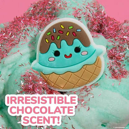 Original Squishmallows Maya the Ice Cream Premium Cloud Slime, Chocolate-Scented, 8 oz., Storage Container with Figurine Topper, Rubber Charm, Goodie Bags Stuffers, Kids Party Favors, Sensory Toys