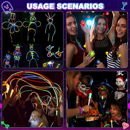 246 PCS Glow in the Dark Party Supplies Glow Sticks Bulk Party Pack with Glow Sticks, Glow Glasses, Finger Lights, Bracelet, LDE Watch for Birthday Wedding Concert Halloween Glow Party Favors