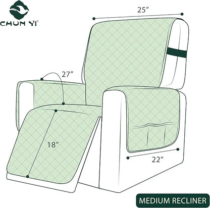 CHUN YI Recliner Chair Cover, Non-Slip Recliner Covers That Stay in Place, Washable Lazy Boy Recliner Covers with Pockets, Water Resistant Recliner Slipcover for Pets (Chocolate, Small Recliner)