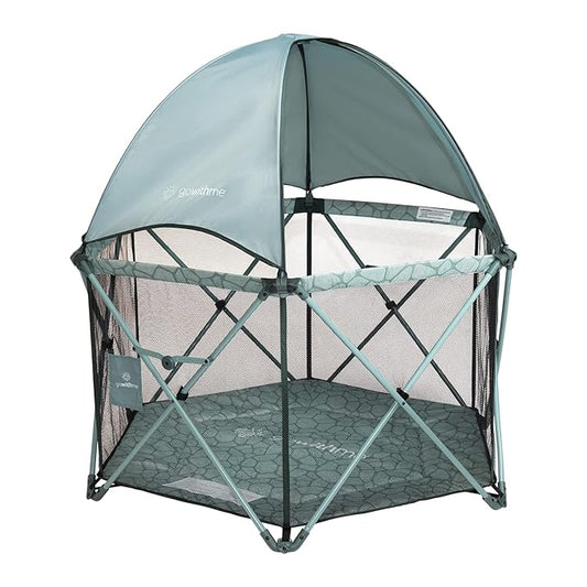 Baby Delight Go with Me Eclipse Deluxe Portable Playard | Playpen | Sun Canopy | Indoor and Outdoor | Ultra Padded Nylon Floor | Green Garden