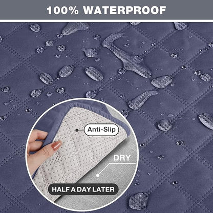 TAOCOCO Recliner Sofa Slipcover Couch Covers for 3 Cushion Couch, Pet Sofa Cover for 3 Seat Recliner Sofa, Washable Reclining Sofa Cover Furniture Protector with Elastic Straps(3 Seater, Bluish Grey)