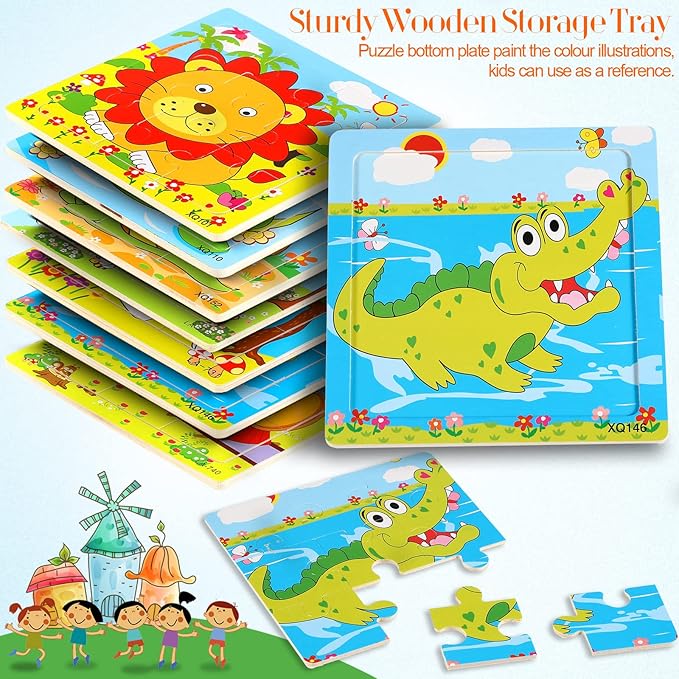 Yunsailing 40 Pack Wooden Puzzles for Kids Ages 3-5, Animals Jigsaw Puzzles for Toddlers Age 2-8, Preschool Educational and Learning Toys Gifts for Kids Children Birthday Party