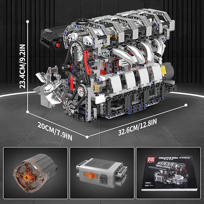 Mould King L4 Engine Building Blocks Sets, MOC Inline-Four Engine Scale Model Kit with Battery and Motor, Collectible Set for Adults, Construction Toys for Kids Children Boys Girl(1787 PCS