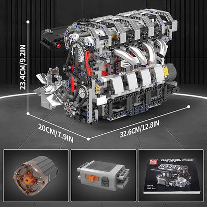 Mould King L4 Engine Building Blocks Sets, MOC Inline-Four Engine Scale Model Kit with Battery and Motor, Collectible Set for Adults, Construction Toys for Kids Children Boys Girl(1787 PCS