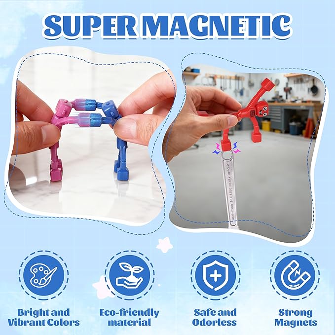 Mruikeny Magnetic Robot Men Travel Toys, Magnetic People Sensory Fidget Toys for Toddlers Kids Adults Airplane Car Road Trip, Magnet Men Christmas Stocking Stuffers Gift 5PCS