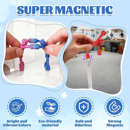 Mruikeny Magnetic Robot Men Travel Toys, Magnetic People Sensory Fidget Toys for Toddlers Kids Adults Airplane Car Road Trip, Magnet Men Christmas Stocking Stuffers Gift 5PCS