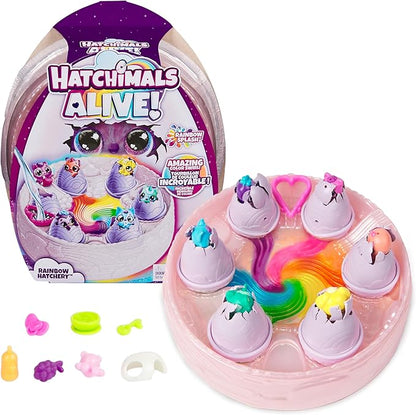Hatchimals Alive, Rainbow Hatchery with 6 Mini Figures in Color Reveal Eggs & Over 10 Accessories, Kids Toys for Ages 3 and up