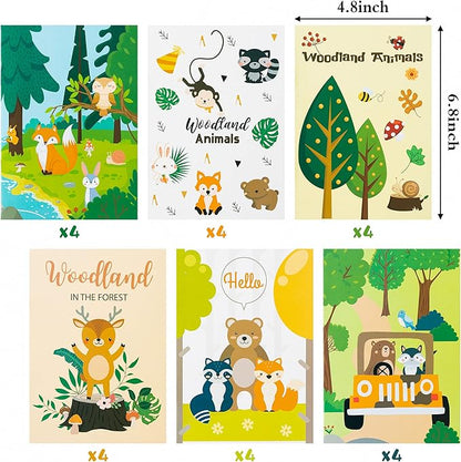 GROBRO7 24Pcs Woodland Animals Coloring Books for Kids DIY Art Drawing Book with Rabbit Monkeys Squirrel Bear Hedgehog Pattern Color Booklets for Toddlers Birthday Party Favors Goodie Bag Filler