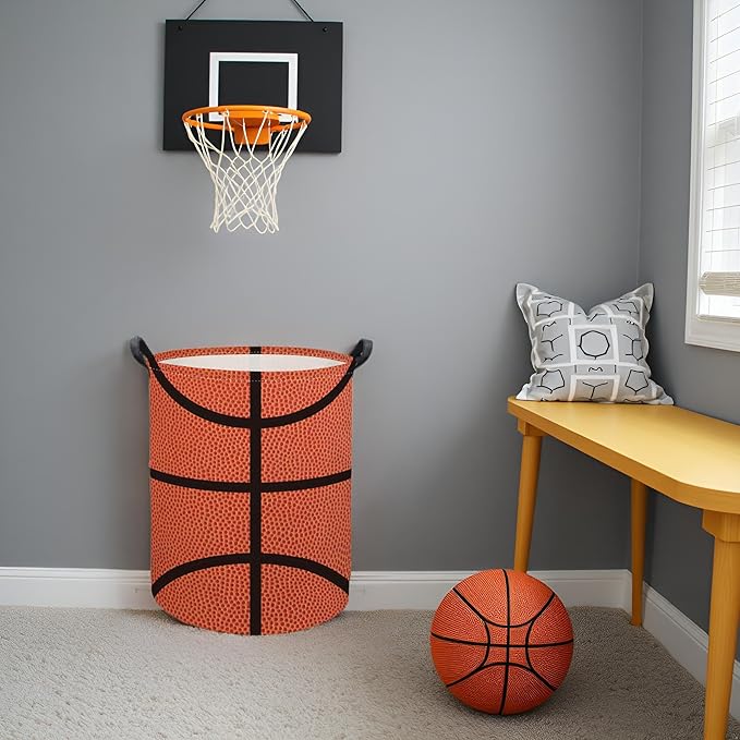 Basketball Kids Laundry hamper Baby Hamper for Nursery Boys Kids Hamper Room Decor for Home(Basketball Pattern)