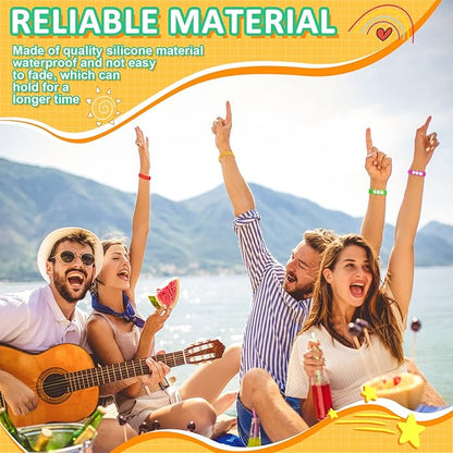 BBTO 100 Pcs 10 Colors Silicone Bracelets 8.3 Inch Adjustable Rubber Bracelets Bulk Cute Wristbands Bracelets with Holes for Shoe Party Birthday Gifts