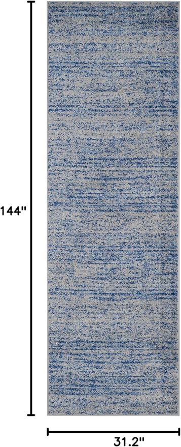 SAFAVIEH Adirondack Collection Runner Rug - 2'6" x 12', Blue & Silver, Modern Abstract Design, Non-Shedding & Easy Care, Ideal for High Traffic Areas in Living Room, Bedroom (ADR117D)