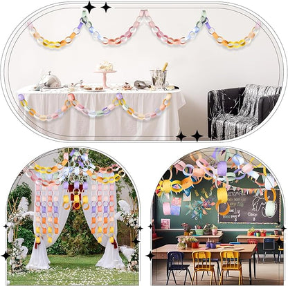 CHRORINE 600Pcs Colorful Paper Chains Strips for Birthday Party Decorations DIY Crafts Supplies (Fresh Color, 1 x 7.08 inches)