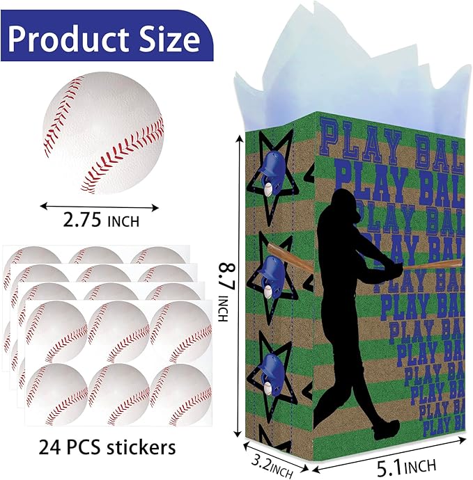 24 Baseball Party Favor Bags Baseball Goodie Bags Baseball Party Favors for Kids Baseball Birthday Party Supplies