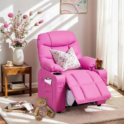 Marshmallow Larger Kids Reclining Chair Leather Recliner Sofa Children Ages 3-12