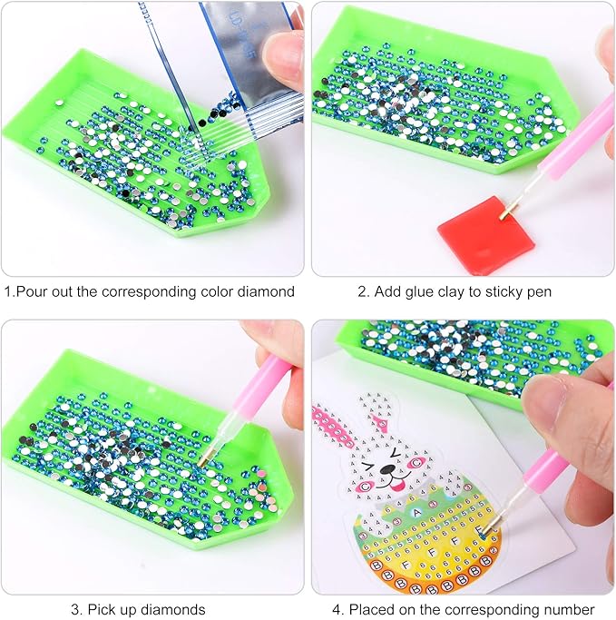 Gem Diamond Art Painting Stickers Kit for Kids,5D Diamond Mosaic Stickers by Numbers Kits Crafts Set for Children, Boys and Girls,Creative Handmade Art Craft Decorations Gift (Bunny with Egg)