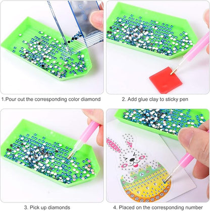 Gem Diamond Art Painting Stickers Kit for Kids,5D Diamond Mosaic Stickers by Numbers Kits Crafts Set for Children, Boys and Girls,Creative Handmade Art Craft Decorations Gift (Bunny with Egg)