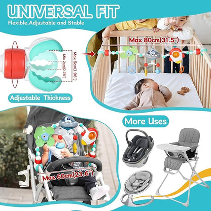 Orzbow Stroller Arch Toy for Baby, Musical Carseat Toys Hanging with Teething, Baby Mobile for Crib Bassinet Car Seat and Bouncer, Car Seat Activity Toy for Babies 0-12 Months