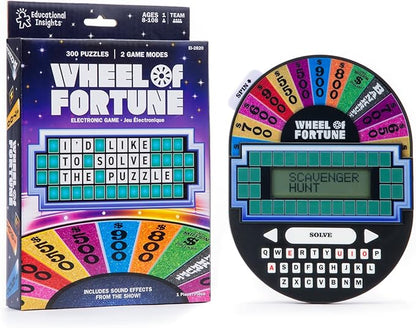 Educational Insights Wheel of Fortune Game - Handheld Electronic Game, Puzzle Games for Kids and Adults, Wheel of Fortune Gifts for Ages 8+, Easter Basket Stuffers