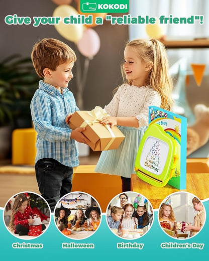 KOKODI Toys Gifts for 1 2 3 Years Old Girl, Sturdy Magnetic Drawing Board Sketch Doodle Pad, Educational Learning Birthday Toddler Easter Basket Stuffers Kids- Left Hands Friendly