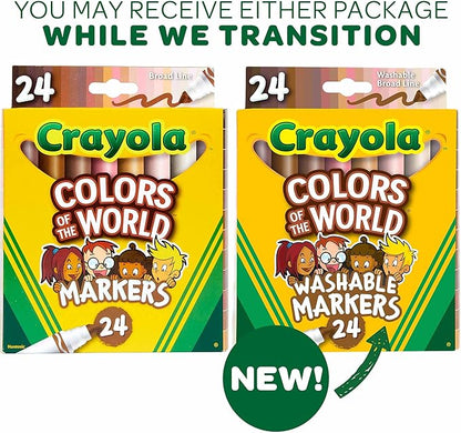 Crayola Colors of the World Markers - 6 Pack (24ct), Bulk Skin Tone Marker Set for Kids, Art Marker, Classroom Must Have, Ages 3+