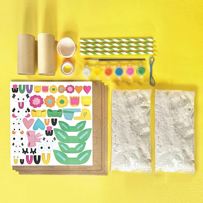 Bright Stripes Paper Mache All Day Craft Kit for Kids Ages 8+ | DIY Sculpt, Build & Paint Set with Paper Mache Clay, Templates & Paint | Creative Art Gift for Kids & Teens