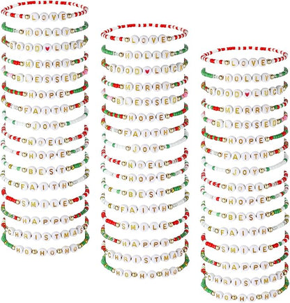 48 Pcs Colorful Kids Friendship Bracelet Set Adjustable Beads Bracelets Cute Friendship Princess Pretend Play Bracelet Stretch Beaded Bracelet Preppy Bracelets Set for Girls Women (Delicate)