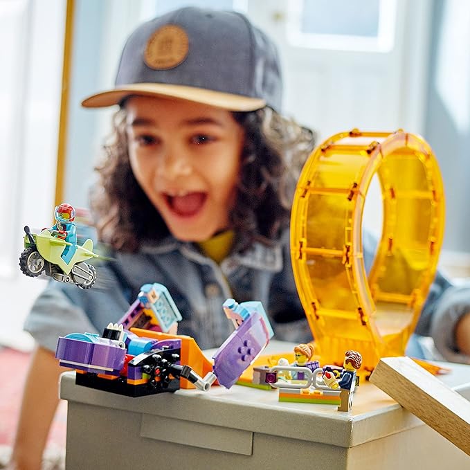 LEGO City Stuntz Smashing Chimpanzee Stunt Loop 60338 with Flywheel Toy Motorcycle, Ramp, Chimp Prop and 3 Minifigures, Gift for Kids Aged 7 Plus