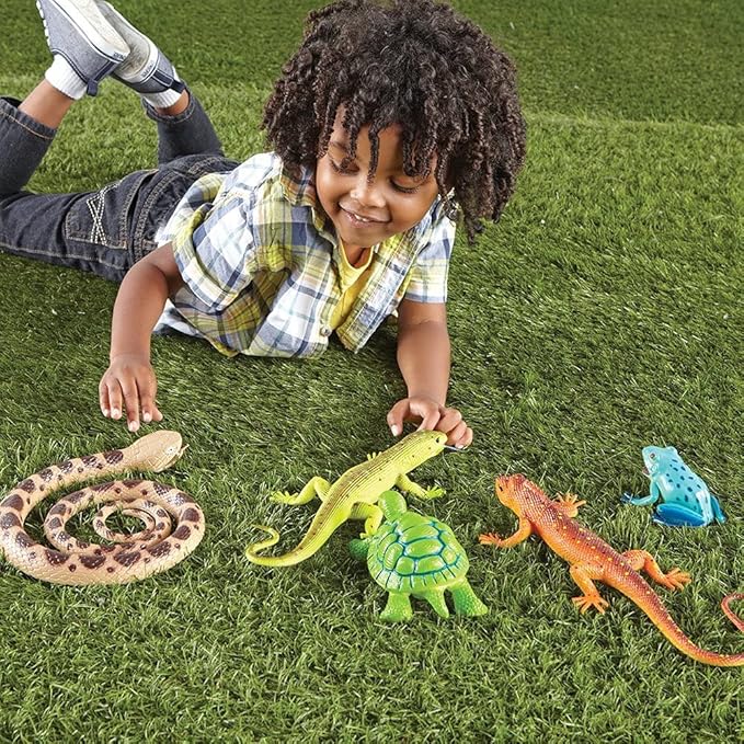 Learning Resources Jumbo Reptiles & Amphibians, Tortoise, Gecko, Snake, Iguana, and Tree Frog, 5 Animals, Ages 3+