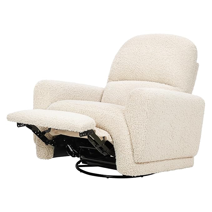 Babyletto Rainbow Recliner and Swivel Glider in Almond Teddy Loop, Greenguard Gold Certified and CertiPUR-US® Certified