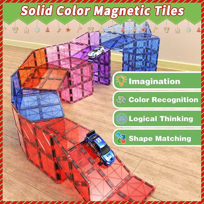 Magnetic Tiles Kids Toys for 3+ Year Old Boy and Girl Birthday Gifts, Magnet Building Blocks STEM Preschool Sensory Learning Montessori Autism Toys for Toddlers Kids Ages 3-5, 5-7, 4-8