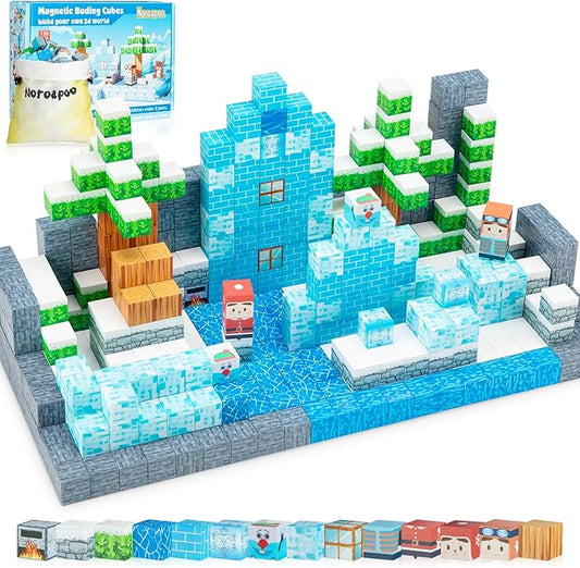 130pcs Magnetic Blocks Craft World Set, Magnetic Blocks Le Building go Toys for Kids,STEM Sensory Toys for Toddlers Kids Christmas Birthday Gifts for 3+ Years Old Girls Boys