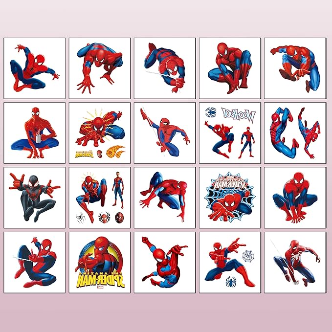 40Sheets Cartoon Spider-Man Temporary Tattoos for Kids Birthday Party Favors, Cute Spider-Man Decoration Sticker Gifts for Girl Boys Home Activity Class Prizes Carnival Christmas Rewards