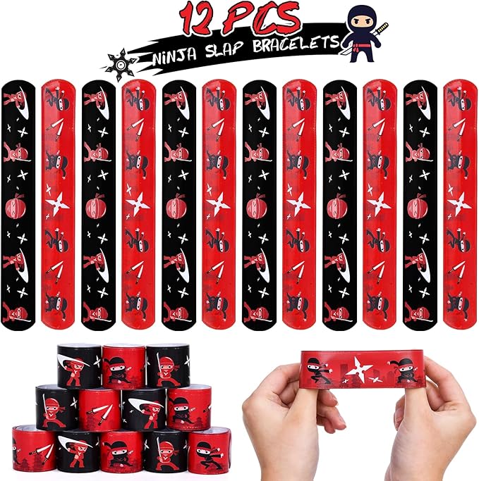 Lorfancy 72 Pcs Ninja Party Favors Supplies Kids Ninja Toys Headbands Slap Bracelets Stickers Keychains Accessories Boys Ninja Samurai Birthday Party Decorations Goodie Bag Fillers Gifts