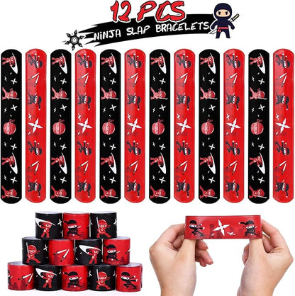 Lorfancy 72 Pcs Ninja Party Favors Supplies Kids Ninja Toys Headbands Slap Bracelets Stickers Keychains Accessories Boys Ninja Samurai Birthday Party Decorations Goodie Bag Fillers Gifts