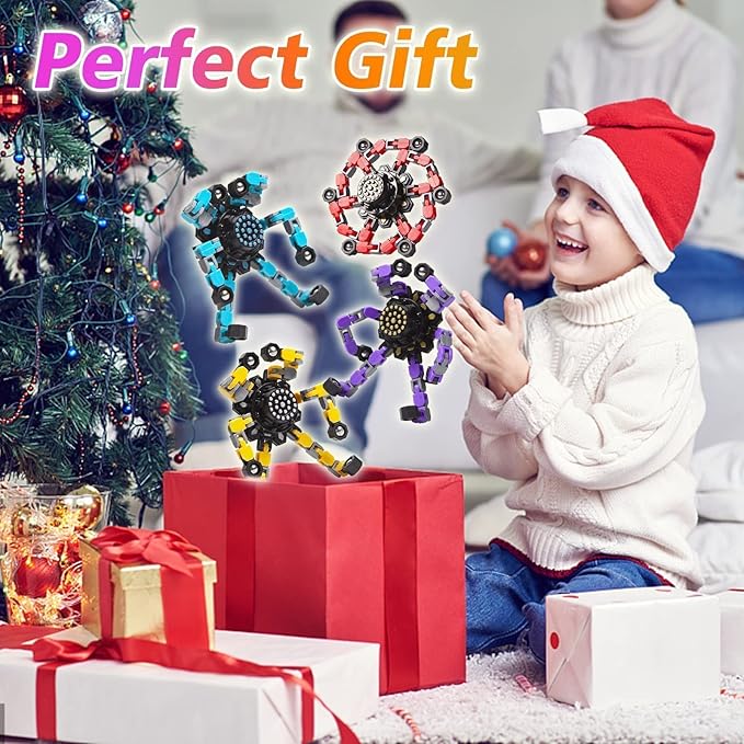 Transformable Fidget Spinners 8 Pcs for Kids and Adults Stress Relief Sensory Toys for Boys and Girls Fingertip Gyros for ADHD Autism for Kids (Fingertoy-8pc)